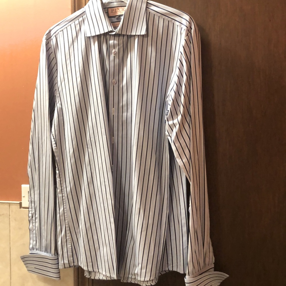 Thomas Pink Shirt Multi Stripe / Slim fit/ Cuffs